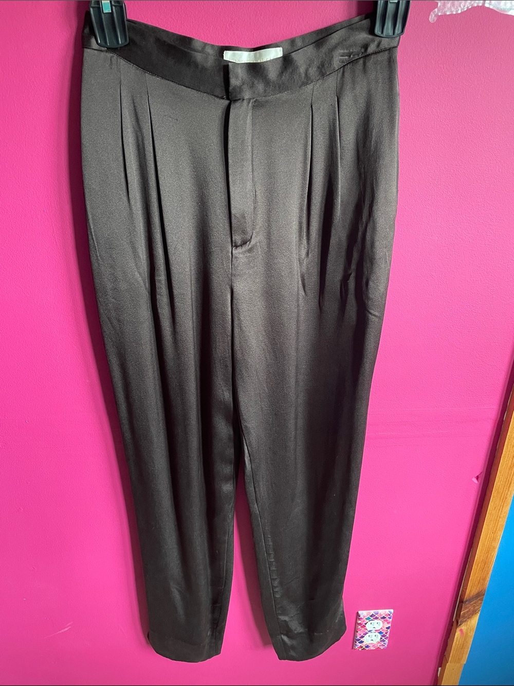 Silk Pleated High-Waist Trousers